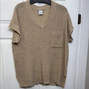 Beach Blouse Beige Knit V-Neck Sweater